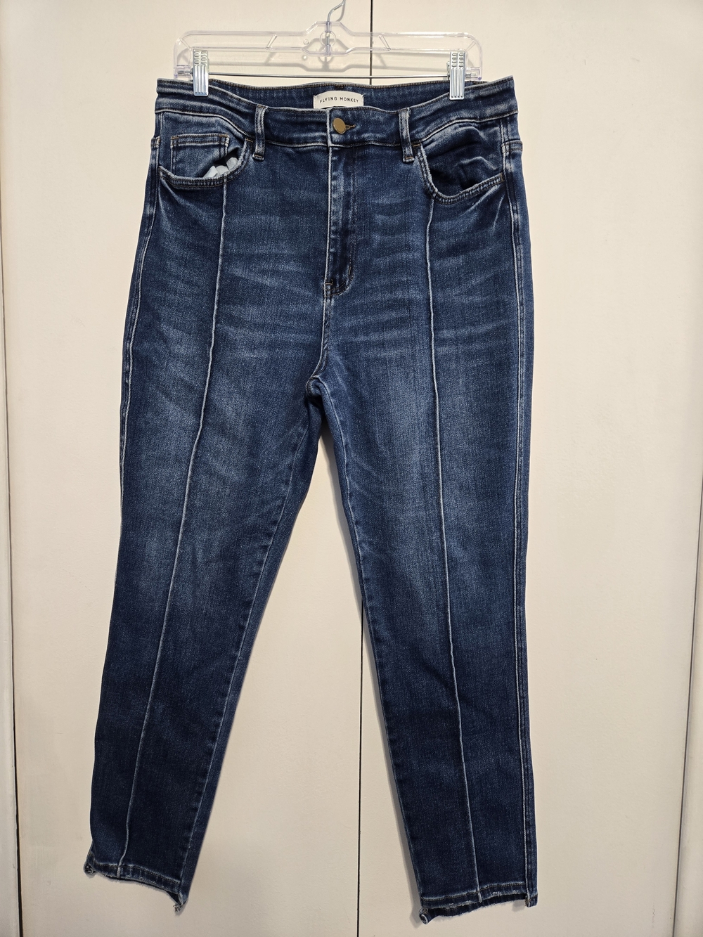 Flying Monkey Raw Hem Skinny Jeans Size 32 Dark Wash Ankle Denim